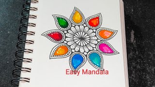 Color Mandala Art For Beginners  EasyMandala59 [upl. by Acirat]