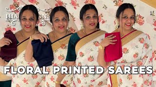 Floral printed sarees collections for booking visits [upl. by Pascasia]