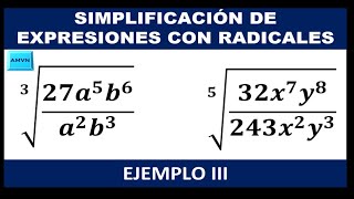 SIMPLIFICACIÓN DE EXPRESIONES CON RADICALES EJEMPLO 3 EJEMPLOS RESUELTOS [upl. by Aek]