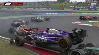 F1 Chinese GP Multiple collision involving Oscar Piastri Daniel Ricciardo Lance Stroll [upl. by Fong]