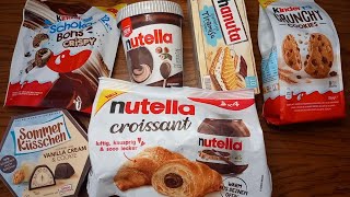 6 new Nutella products Taste testing new Nutella croissants ice cream crispy Schoko Bons and more [upl. by Saihttam]