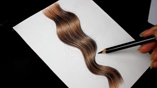 Como desenhar cabelo ondulado colorido realista  Passo a Passo [upl. by Khalsa]