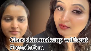 Glass skin makeup without foundation 😳😳🤩🤩 [upl. by Adnohsar]