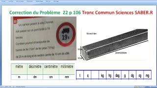 Tronc Commun Sciences Correction du Problème 22 p 106 [upl. by Marsha]