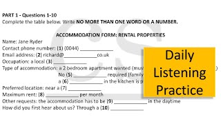 Rented Properties Customers Requirements  IELTS LISTENING TEST  SECTION1 [upl. by Ianaj]