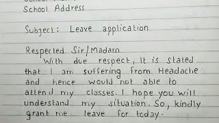 Write an application for one day leave  Leave Application [upl. by Eilliw]