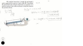 Determine the components of reaction at A and tension [upl. by Chaunce]