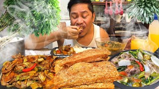 CRISPY PINATISANG LIEMPO SINILIHANG BAKA SINIGANG Filipino Food Mukbang [upl. by Repsag]