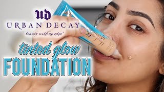 NEW URBAN DECAY HYDROMANIAC TINTED GLOW FOUNDATION REVIEW amp WEAR TEST  AnchalMUA [upl. by Gaeta]