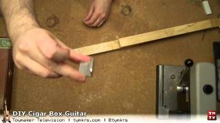 DIY Cigar Box Guitar Part 9  Tail piece Tuners and Fret lines [upl. by Erhart865]