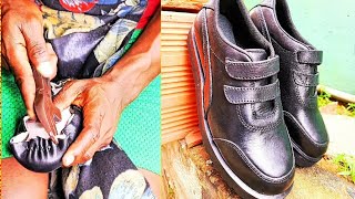 Making kids school shoes 👟👟 shoemaking shoes handcraftedshoes artist handmade footwear [upl. by Rodl]