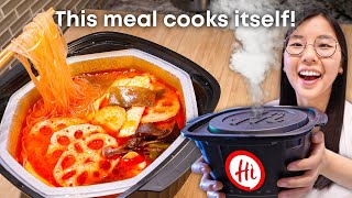 This Meal Magically Cooks by Itself 🔥 SelfHeating Haidilao Hot Pot [upl. by Wehtta]