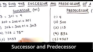 SUCCESSOR AND PREDECESSOR  How to find successor and predecessor of a number [upl. by Ellehsyt]