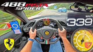 FERRARI 488 PISTA 339kmh on AUTOBAHN NO SPEED LIMIT [upl. by Sirrah472]