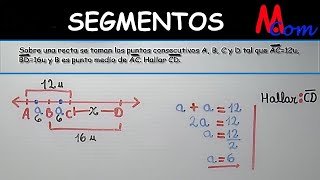 SEGMENTOS  Sobre una recta se toman los puntos consecutivos A B C y D tal que AC12u BD 16u [upl. by Cyprio919]