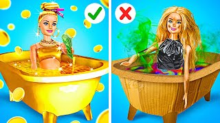 EXTREME DOLL MAKEOVER CHALLENGE 💖 Riche vs Poor Edition 😍 Incredible DIY Ideas by 123 GO [upl. by Price]