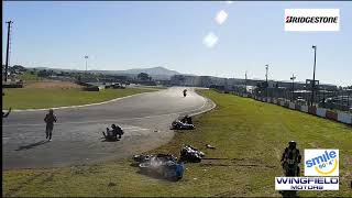 Huge Bike Racing Crash at Killarney International Raceway [upl. by Jerrol]