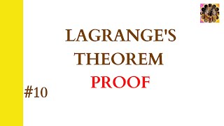 10 Lagranges theorem  Proof of Lagranges theorem  Group theory Lagrangetheoremgrouptheory [upl. by Reinnej]