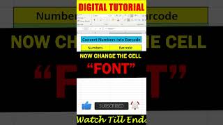 Create Barcode In excel  Convert Numbers into Barcode digitaltutorial425 [upl. by Divan]