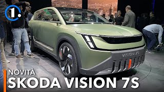 Skoda Vision 7S  DAL VIVO il SUV elettrico da 600 km col DISPLAY rotante [upl. by Armand]