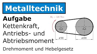 🔧 Kettentrieb Kettenkraft Metalltechnik Drehmoment Hebelgesetz [upl. by Ahcirt]