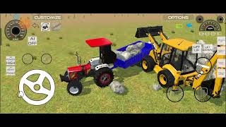 Driving JCB And Loading Stones and Rocks in Massy Tractor in game 🔥 tractor jcb gamingvideos [upl. by Refinej]