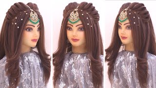 Curly hairstyles for bridal l wedding hairstyles l reception look l maang tikka hairstyles [upl. by Riki323]