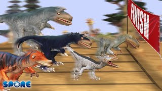 Tyrannosauridae vs Spinosauridae Race 1  Tyrannosauridae vs Spinosauridae S1  SPORE [upl. by Adiari]