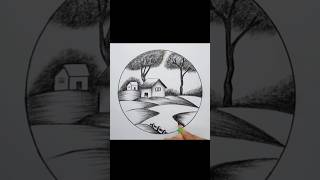 Drawing a Cottage by the River in a Circle drawing howtodraw easydrawing drawingincircle art [upl. by Ger672]