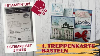 DIY Besondere Karten basteln  Am Horizont  1 Treppenkarte Anleitung Stampin Up Fun Fold Card [upl. by Sylvanus150]