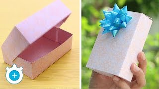 How to make a paper gift box with lid  Easy  LampZoom [upl. by Lorrie]