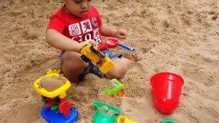 Playing Sand Pit w kids outdoor Toys Truck amp Car [upl. by Niatsirhc521]