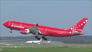 RARE Air Greenland A330 takeoff at Zurich Airport  27092014 [upl. by Onidranreb320]