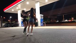 NOELIA amp JEANNICE gas station bachata improv Asesina Mátame by Mickey Then [upl. by Gussi747]