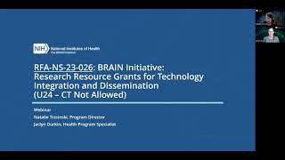 BRAIN Initiative Research Resource Grants for Technology Integration and Dissemination Webinar [upl. by Godewyn]