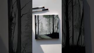 Into the Foggy Woods Acrylic Painting Idea 🪽 art miniart [upl. by Nivag39]