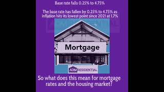 Base rate falls 025 to 475 The base rate has fallen by 025 to 475 as inflation hits its lo… [upl. by Aneelas]