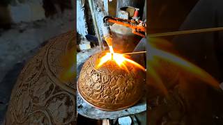 Welding an old copper bowl🔥Handicraftcopperiranianart [upl. by Ycniuqed902]