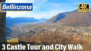 Bellinzona 3 Castles Tour and City Walk Switzerland 4K [upl. by Oirrad]