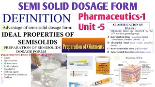 Semi Solid Dosage Form Part 1  Pharmaceutics1 Unit5 B Pharmacy EnglishHindi [upl. by Yole753]