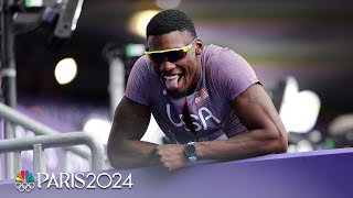 Fred Kerley shows patience while coasting into mens 100m semifinal  Paris Olympics  NBC Sports [upl. by Ellerahs]