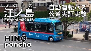 江ノ島で自動運転バス公道実証実験 初日 日野ポンチョ×小田急電鉄×江ノ島電鉄×SBドライブ×先進モビリティAutomatic operation busEnoshimaJapan [upl. by Oidivo]