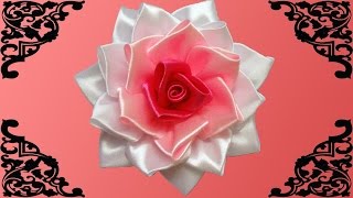 DIY kanzashi flower how to make ribbon rosekanzashi rosekanzashi flores de cinta [upl. by Fitton]