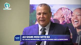 AU ECOSOCC signs MOU with EU EESC to tackle migration climate change and achieve SDGs [upl. by Perrine]