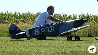 GIANT BRUTAL SOUND VINTAGE FIBERGLASS 14 RC SPITFIRE SCALE FLIGHT [upl. by Doyle998]