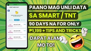 Paano Mag UNLI DATA sa SMART at TNT 90 days UNLI DATA sa SMART at TNT for only 1199 Pesos [upl. by Enileve]