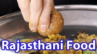 Rajasthani Food  Dal Baati Thali in Jaipur [upl. by Attirb]