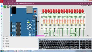 Arduino word uint16t unsigned 16bits integer 74HC595 Duo Shift Register Binary Counter WOKWI [upl. by Bohlen145]