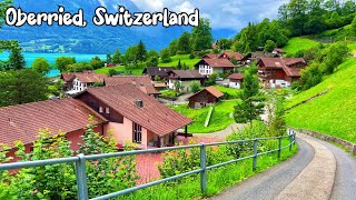 Oberried Switzerland walking tour 4K  Incredibly beautiful villages on the lake Brienz [upl. by Meluhs847]