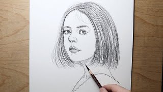 Cómo dibujar una niña con cabello corto paso a paso para principiantes  dibujo a lápiz fácil [upl. by Voltz]